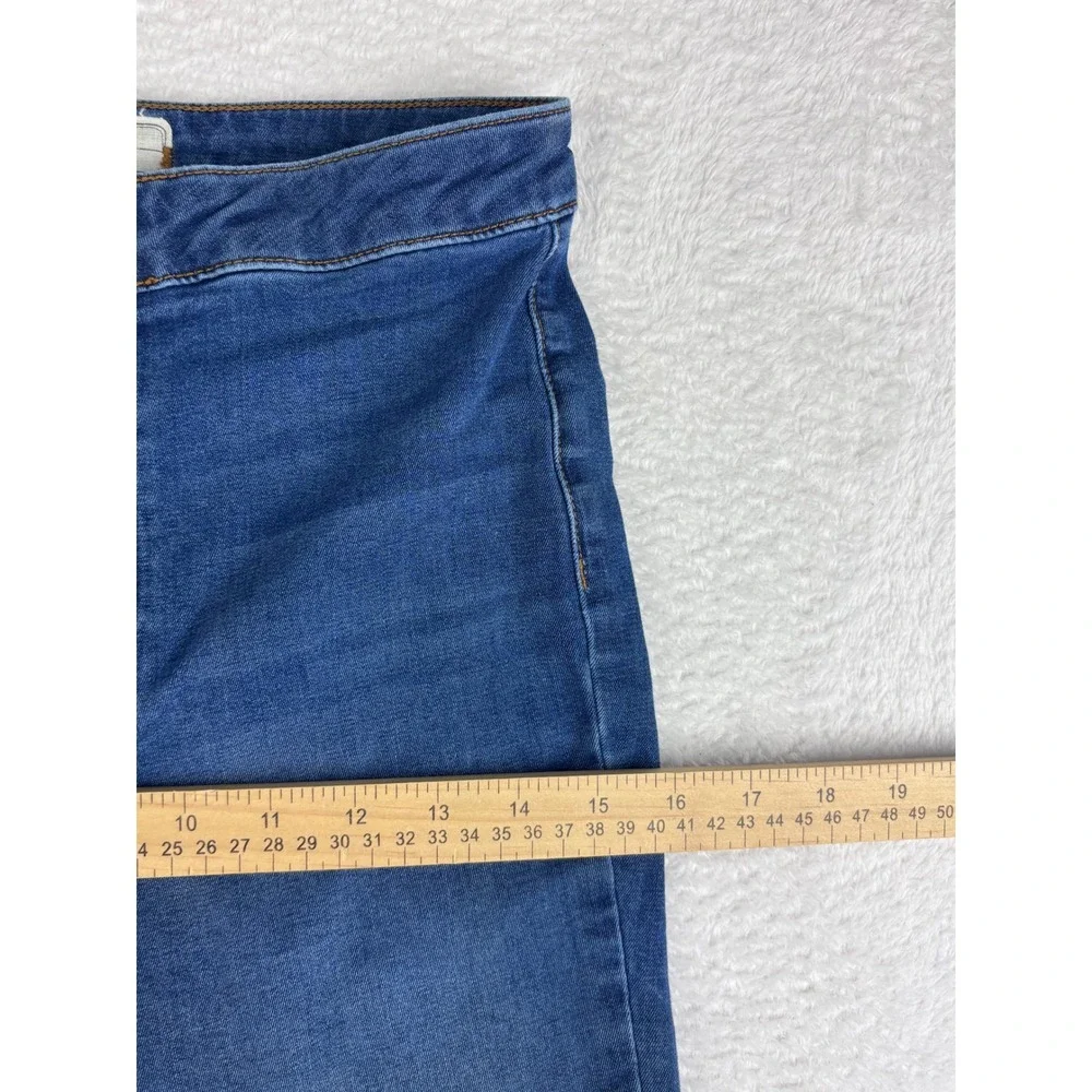Free People Bell Bottom Jeans High Rise Raw Hem Dark Wash Denim Flare W 27R - Picture 5 of 13